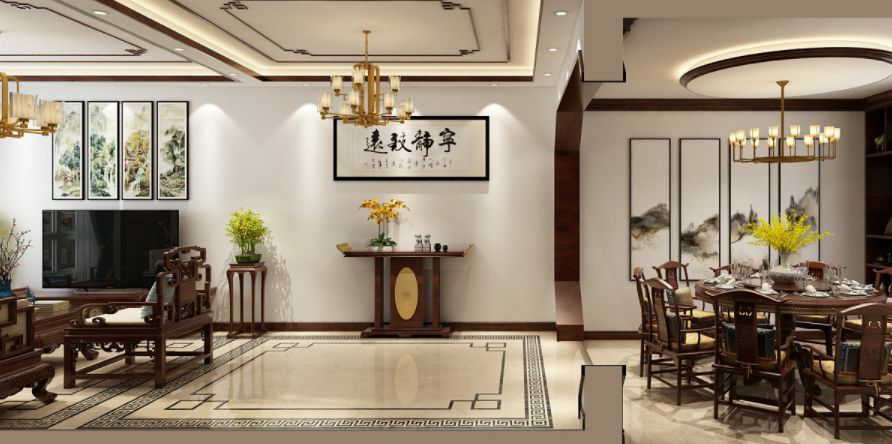 157平方龙苑小区新中式装修风格图片